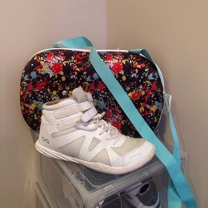 Nfinity Beast Mid top cheer shoes Worn one season only. White with case.